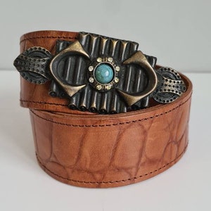 Vintage leather belt,  etno style