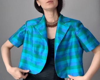 Vintage silk plaid handmade jacket