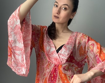 Alberto Bini silk beach kimono blouse