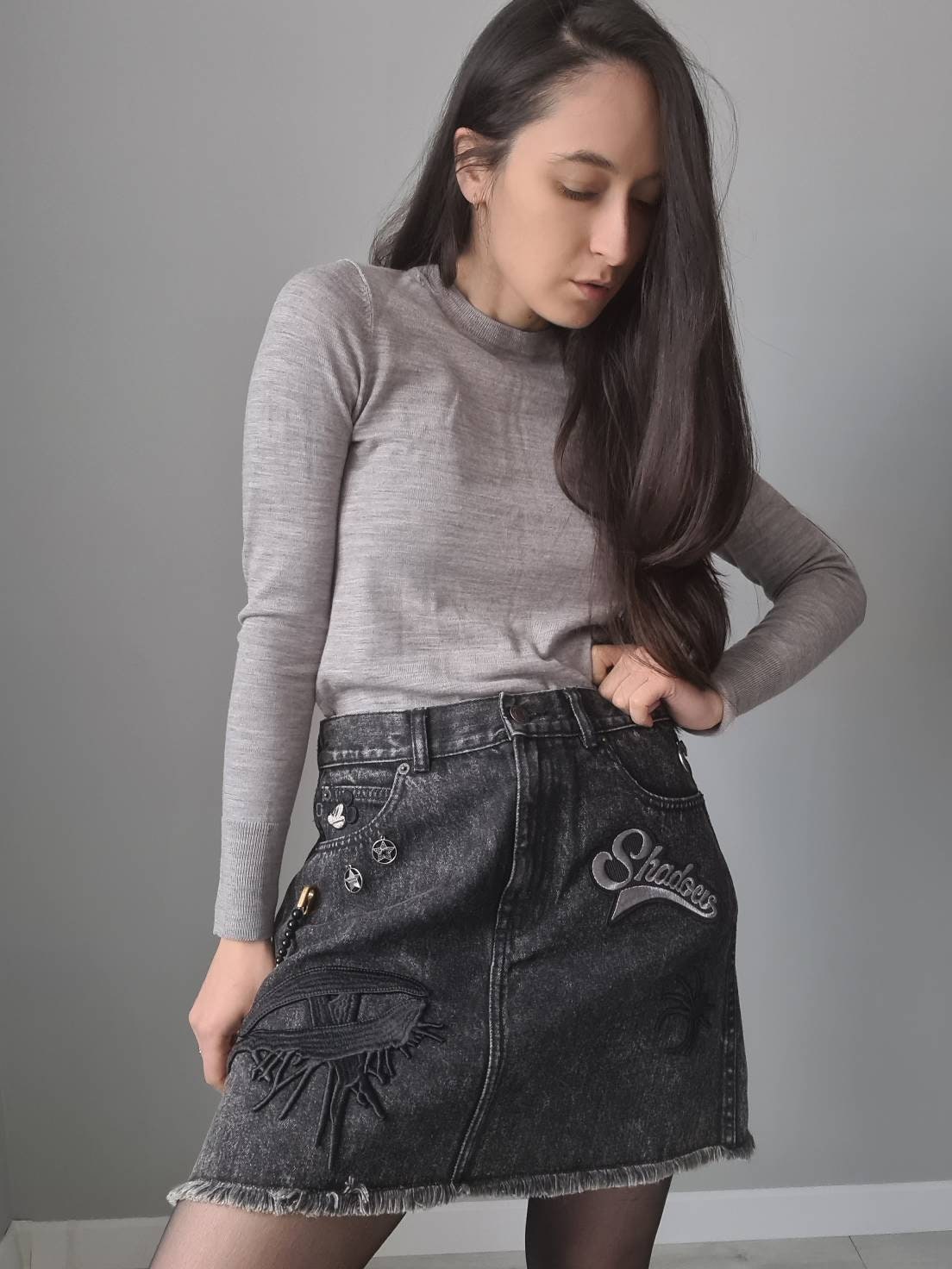 Marc Jacobs Black Grey Denim Skirt | Etsy