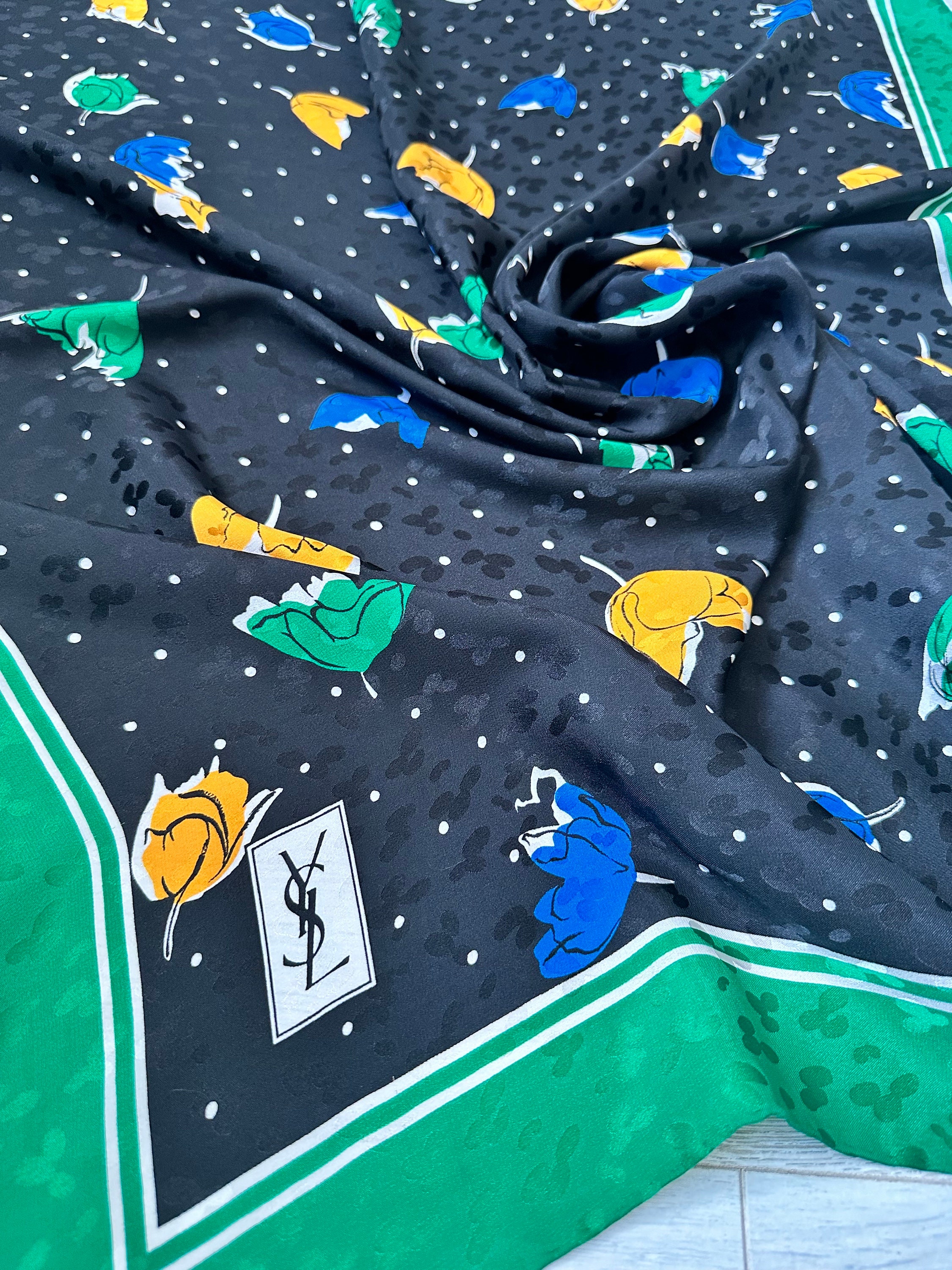 憧れ シルク イヴサンローラン YSL カラーブロック フローラル 水玉 小物