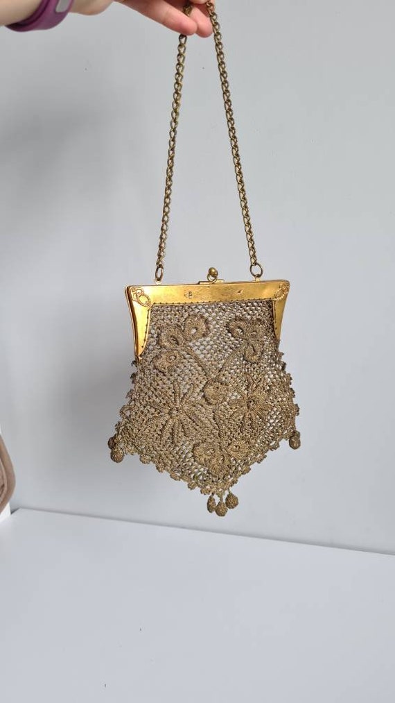 Knitted Antique Gold Evening Purse Etsy UK
