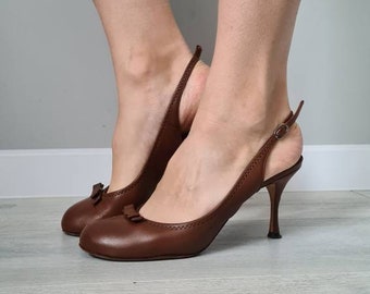 Vintage high-heels leather DG brown Italy shoes