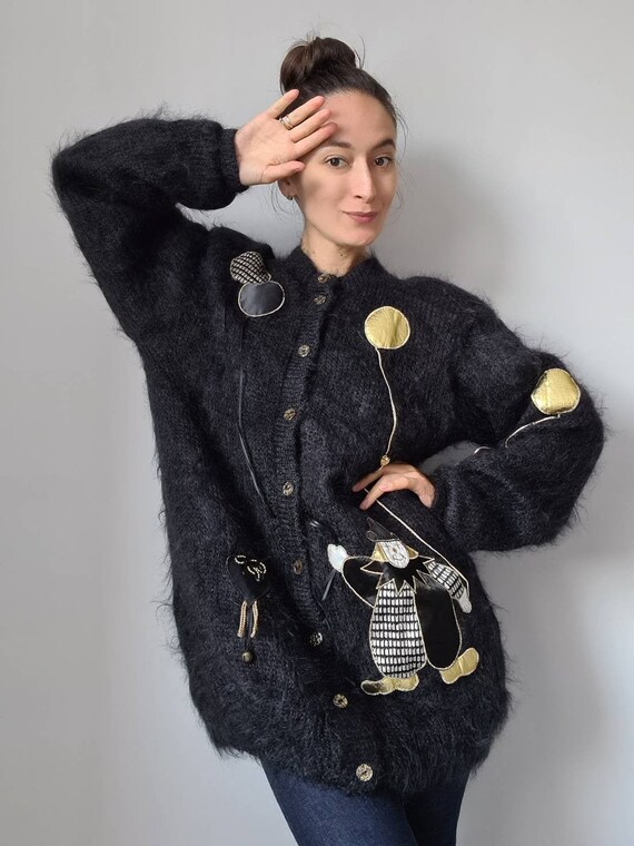Ayesha Creations England mohair cardigan, applique