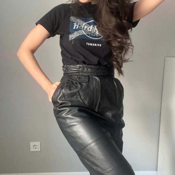 Vintage black leather skirt