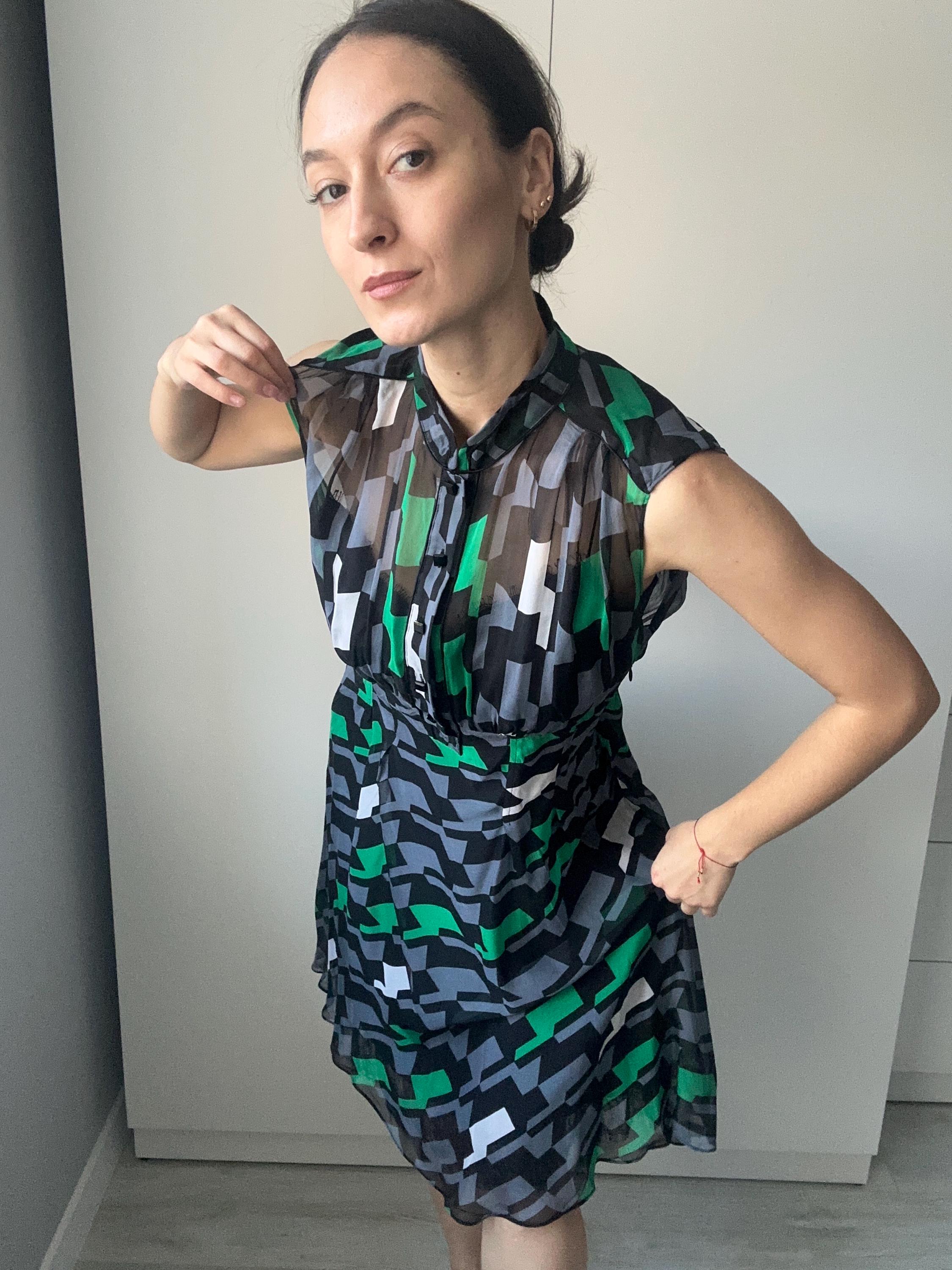 Dvf green silk dress hot sale