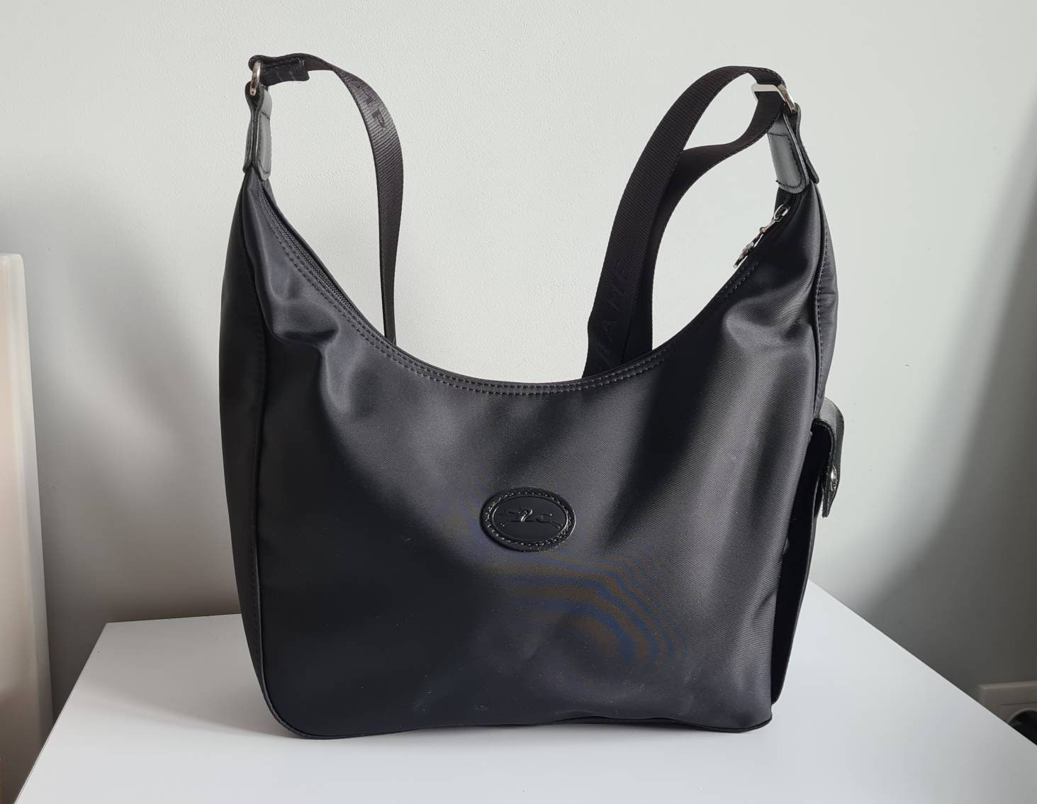 Longchamp Textile Leather Black Bag 