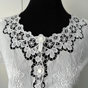 Vintage white lace cotton linen handmade blouse Shanghai China