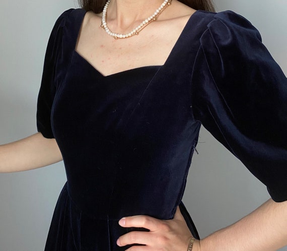 Laura Ashley veivet dress, puff sleeves