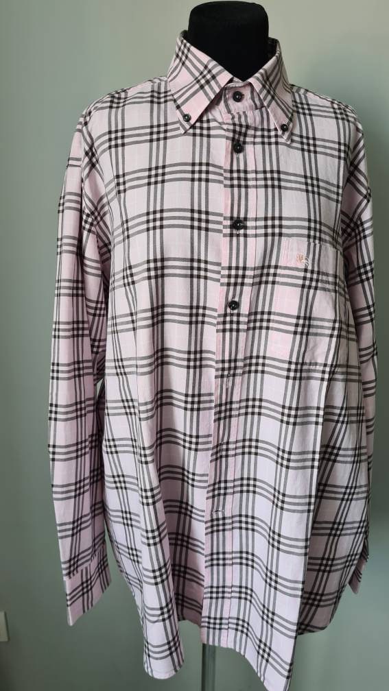 Pink Plaid Burberry Men s Shirt Etsy Ireland