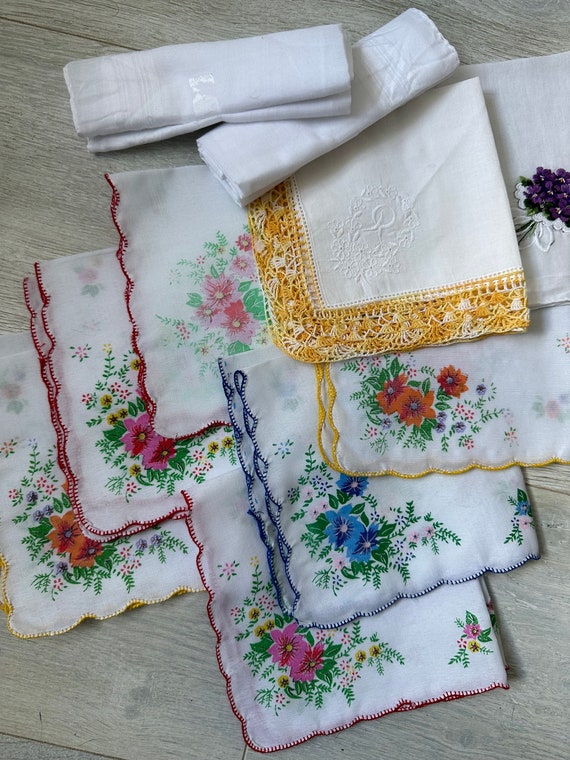 Lot of ten vintage cotton handkerchiefs, set of 10 - image 1