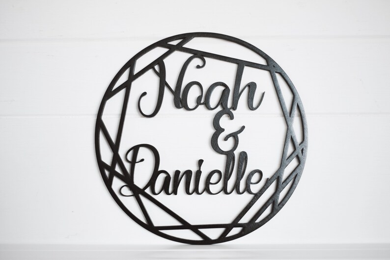 Geometric Last Name Sign Wedding Gift Custom Wedding Decor Modern Wedding Wedding Decor Geometric Wreath Personalized Wedding Sign