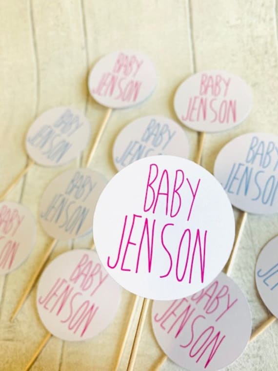 Personalised Baby Shower Cupcake Toppers Baby Girl Baby Boy Etsy