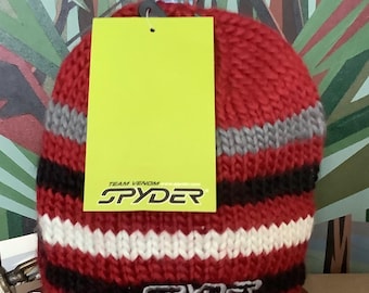 Vintage Brand New Y2K Black & Grey Spider Spiderweb Beanie Hat
