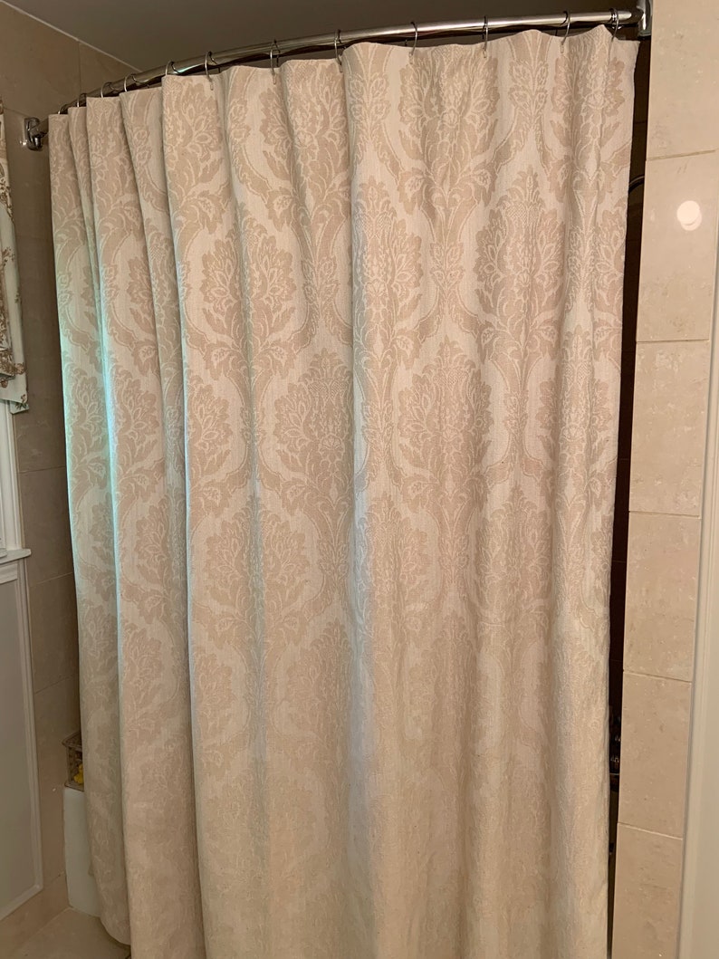 Cream Damask Shower Curtain Etsy