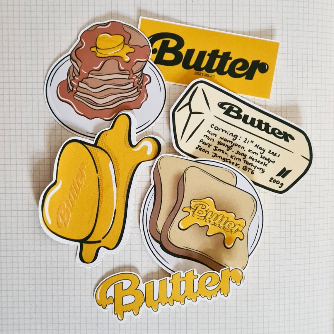 Butter Sticker Set Etsy UK