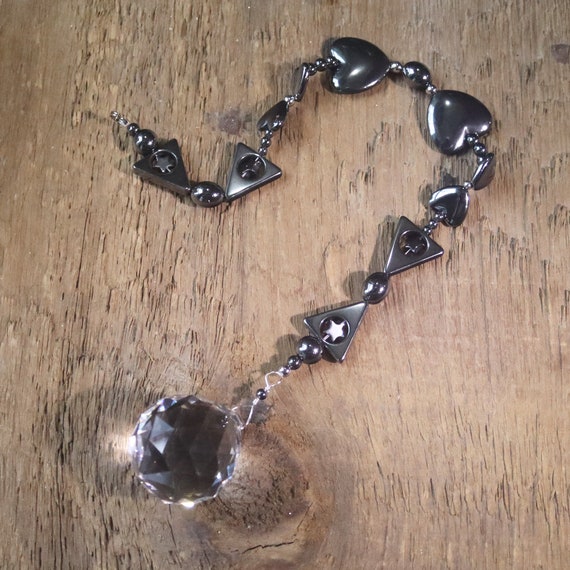 Withy Sun Catcher, Witchy Hematite Window Decor, Protective Window Hanging, Witch's Protective Sun Ornament