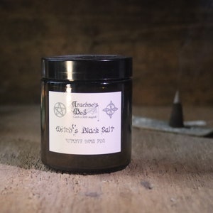 Witch&#39;s Black Salt: 5 Wood Charcoal Blend, Protection Salt (4 oz Jar)