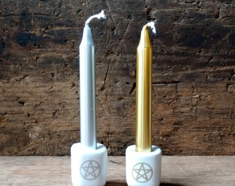 God and Goddess Candles with Holders, Witch's Starter Series, New Witch's Candles, Chime Candles with Holders for the Altar, Altar Candles