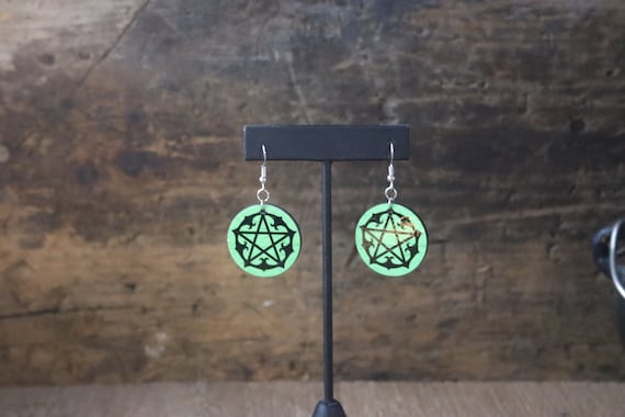 Pentacle Earrings, Printed Pentacle Design Earring, Witchy Earrings, Witch's Jewelry