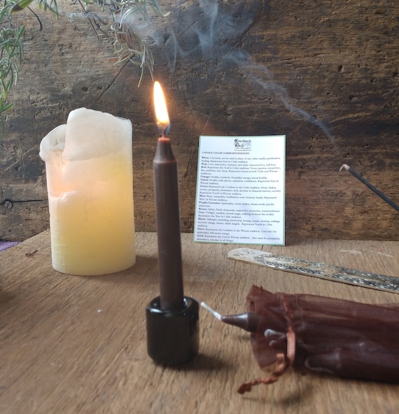 Brown Chime Candles, Witchy Spell Candles, Package of 5 Brown Chime Candles, Witchcraft Chime Candles, Brown Witches Candles