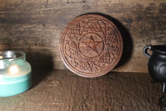 Hand-carved Wooden Pentacle, Witch's Pentacle, Witchy Pentagram, Altar Pentacle, Witchcraft Pentagram, Altar Pentacle, Pentagram for Magick