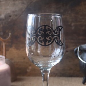 Etched Triple Moon Chalice: Clear Glass Ritual Chalice for Witchcraft
