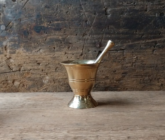 Brass Mortar and Pestle, Witch's Herb Grinder, Incense Herb Grinder, Kitchen Witch Mortar and Pestle, Brass Mini Mortar and Pestle