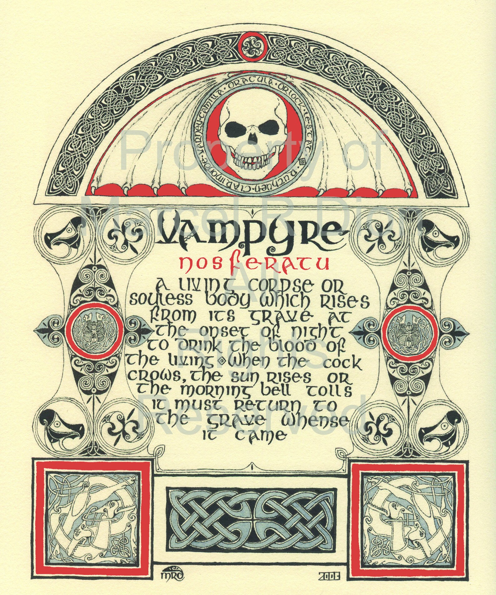 Vampyre print Celtic print celtic vampire Vampire legend Etsy