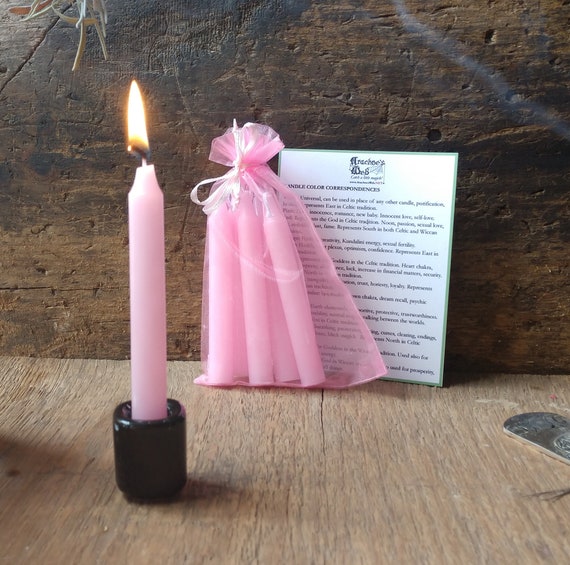 Pink Chime Candles, Witchy Spell Candles, Package of 5 Pink Chime Candles, Witchcraft Chime Candles for Spells