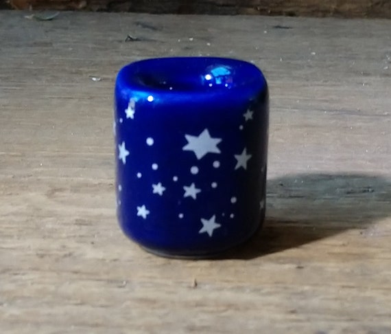 Blue Chime Candle Holder with Stars, Mini Candle Holder, Blue Ceramic Candle Holder with Stars, Witchy Spell Candle holder