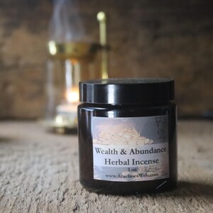 Handcrafted Wealth Abundance Incense: Herbal Money Magic Ritual