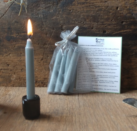 Gray Chime Candles, Witchy Spell Candles, Package of 5 Gray Chime Candles, Witchcraft Chime Candles for Spells