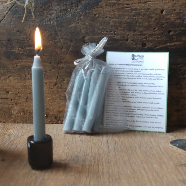 Gray Chime Candles, Witchy Spell Candles, Package of 5 Gray Chime Candles, Witchcraft Chime Candles for Spells