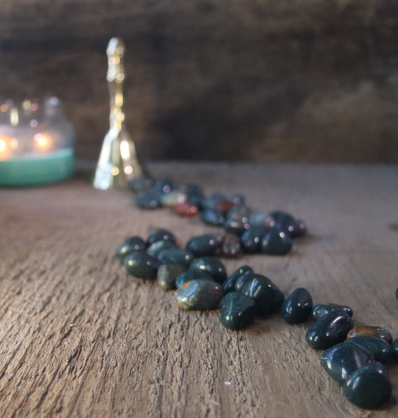 3 Bloodstones Tumbled, Bloodstone for Spells, Smooth Tumbled Bloodstone Crystals, Witchy Bloodstone for Magick