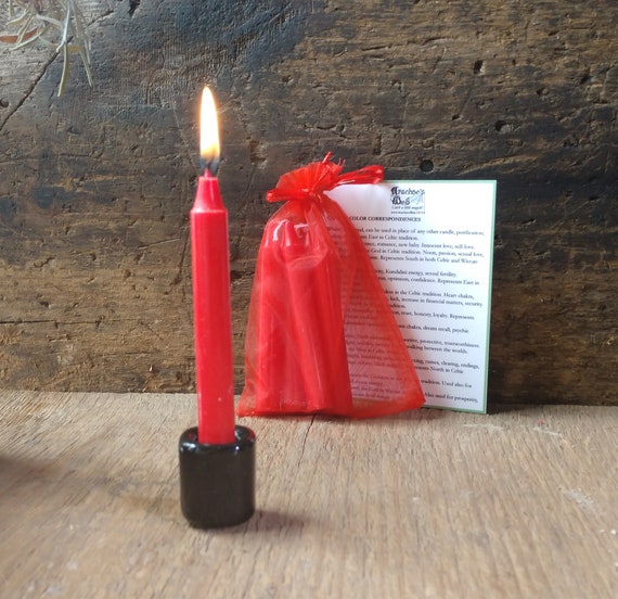 Red Chime Candles, Witchy Spell Candles, 5 Red Chime Candles, Witchcraft Chime Candles, Candles for Spells, Witch's Red Candles