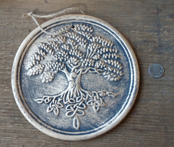 CLOSE OUT: Celtic Tree Plaque, Celtic Tree of Life Wall Hanging, Ceramic Tree of Life, Terra Cotta Tree of Life Wall Decor