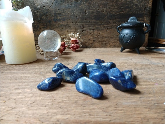 3 Sodalites Tumbled, 3 Sodalite Stones, 3 Smooth Tumbled Sodalite Crystals, Witchy Sodalite, Sodalite for Spells