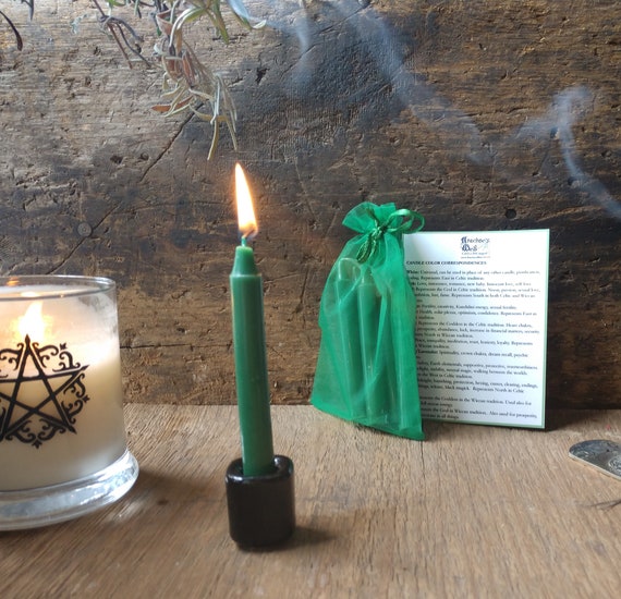 Dark Green Chime Candles, Witchy Spell Candles, Green Chime Candles, Witchcraft Chime Candles for Spells, Spell Candles