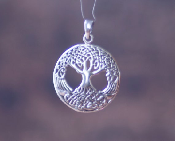 Sterling Silver Tree of Life Pendant, Witch's Tree of Life, Celtic Tree Pendant with Knot Designs, Celtic Tree of Life Sterling Pendant