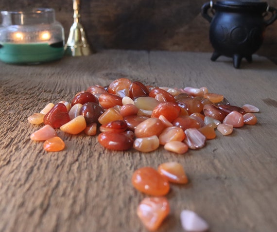 3 Carnelians Tumbled, 3 Carnelian Stones, 3 Smooth Tumbled Carnelian Crystals, Carnelian for Spells