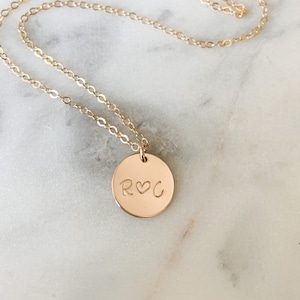 Custom Circle Necklace 13mm | 14k Gold Filled | 14k Rose Gold Filled | .925 Sterling Silver | Kids Initials | Family Initials | Simple