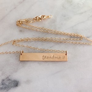 Collar de la abuela / 14k oro lleno / 14k oro rosa lleno / .925 plata de ley / regalo de la abuela / collar de barra