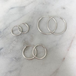 Endless Hoops | Huggies | .925 Sterling Silver | 12mm | 14mm | 20mm | Small Hoops | Sleepers | For Sensitive Ears | Nickel & Lead Free