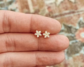 Flower CZ Studs | 14k Gold Filled | 14k Rose Gold Filled | .925 Sterling Silver | Hypoallergenic | Nickel & Lead Free | Gift for Her