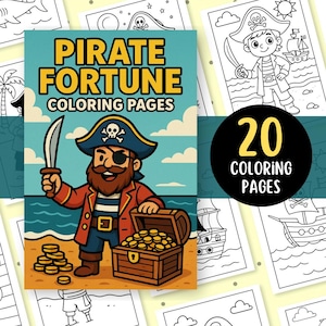 Piraten Fortune Malseiten für Kinder - lustige Schatzsuche Piraten Aktivitäten druckbar - digitaler Download für Jungen und Mädchen den Sommer spielen