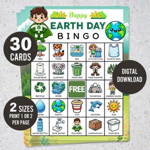 Earth Day Bingo Printable, Fun Eco Friendly Game, Kids Educational Activity, Digital Download, Classroom Learning, Recycling Bingo