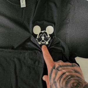 Mickey Mouse middle finger pocket shirt