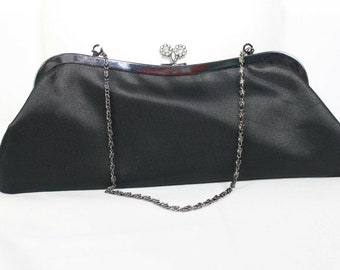 Sasha Black Evening Clutch /Shoulder Bag with Rhinestones
