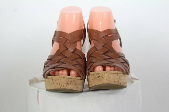 Womens GUESS Brown Strap Wedge Shoes Heels Size Etsy